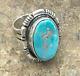 Native American Navajo Sterling Silver Blue Turquoise Ring Set7.25 2634