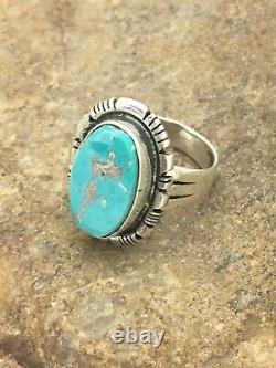 Native American Navajo Sterling Silver Blue Turquoise Ring Set7.25 2634