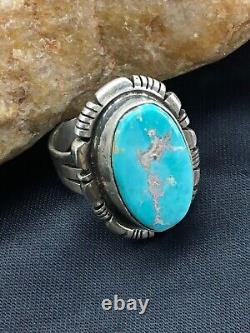 Native American Navajo Sterling Silver Blue Turquoise Ring Set7.25 2634