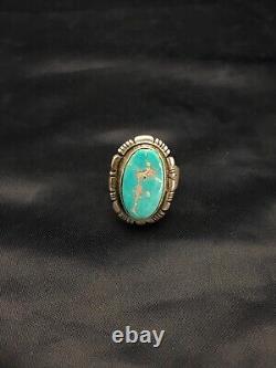 Native American Navajo Sterling Silver Blue Turquoise Ring Set7.25 2634