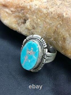 Native American Navajo Sterling Silver Blue Turquoise Ring Set 7.5 in 16868
