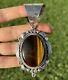 Native American Navajo Sterling Silver Brown Tigers Eye Pendant Ry