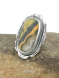 Native American Navajo Sterling Silver Bumble Bee Jasper Ring S6.75 4858