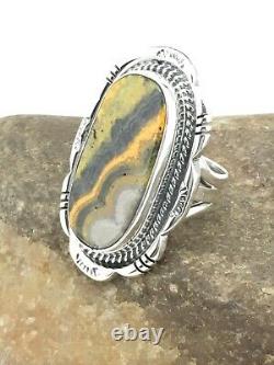 Native American Navajo Sterling Silver Bumble Bee Jasper Ring S6.75 4858