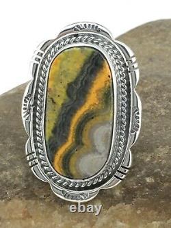 Native American Navajo Sterling Silver Bumble Bee Jasper Ring S6.75 4858