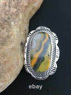 Native American Navajo Sterling Silver Bumble Bee Jasper Ring S6.75 4858