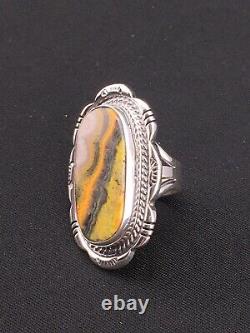 Native American Navajo Sterling Silver Bumble Bee Jasper Ring S6.75 4858