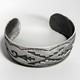 Native American Navajo Sterling Silver Cuff Bracelet Hand Stamped Signed Hb