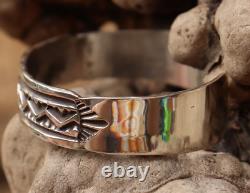 Native American Navajo Sterling Silver Cuff Bracelet Signed Mary Bill Heavy