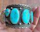 Native American Navajo Sterling Silver Cuff Bracelet With Turquoise & Watch Holder