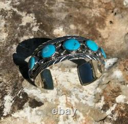 Native American Navajo Sterling Silver Cuff Kingman Turquoise