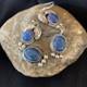 Native American Navajo Sterling Silver Denim Lapis Dangle Earrings 2 01682