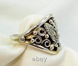 Native American Navajo Sterling Silver Eagle Design Ring Size 15 Signed #36