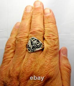 Native American Navajo Sterling Silver Eagle Design Ring Size 15 Signed #36