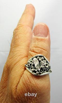 Native American Navajo Sterling Silver Eagle Design Ring Size 15 Signed #36