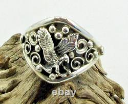 Native American Navajo Sterling Silver Eagle Design Ring Size 15 Signed #36