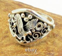 Native American Navajo Sterling Silver Eagle Design Ring Size 15 Signed #36