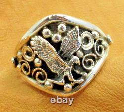 Native American Navajo Sterling Silver Eagle Design Ring Size 15 Signed #36