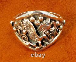 Native American Navajo Sterling Silver Eagle Design Ring Size 15 Signed #36