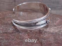 Native American Navajo Sterling Silver Feather Bracelet by D Morgan