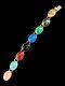 Native American Navajo Sterling Silver Gemstones Turquoise Coral Bracelet