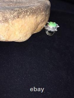 Native American Navajo Sterling Silver Green Gaspeite Ring Set Sz 6.5 1805