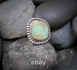 Native American Navajo Sterling Silver Green Turquoise Ring Size 8.25