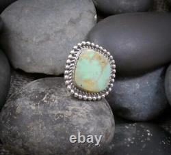 Native American Navajo Sterling Silver Green Turquoise Ring Size 8.25
