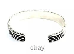 Native American Navajo Sterling Silver Handmade Silver / Cuff Bracelet