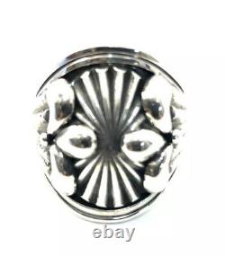 Native American Navajo Sterling Silver Handmade Silver Stamp Ring Size 9