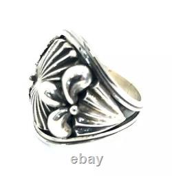Native American Navajo Sterling Silver Handmade Silver Stamp Ring Size 9