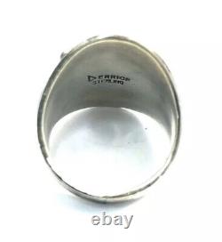 Native American Navajo Sterling Silver Handmade Silver Stamp Ring Size 9
