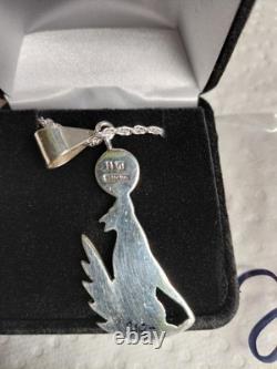 Native American Navajo Sterling Silver Howling Wolf Pendant & Necklace