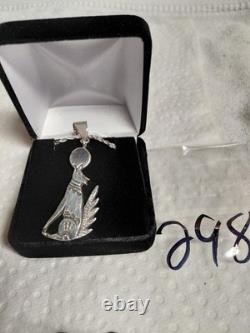 Native American Navajo Sterling Silver Howling Wolf Pendant & Necklace