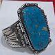 Native American Navajo Sterling Silver Huge Turquoise&bracelet Sz 8