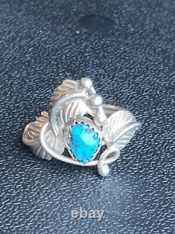 Native American Navajo? Sterling Silver Kingman Turquoise Ring Size 7.25