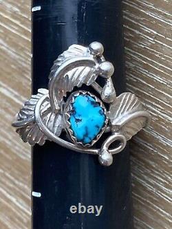 Native American Navajo? Sterling Silver Kingman Turquoise Ring Size 7.25