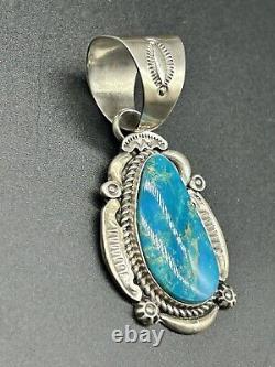 Native American Navajo Sterling Silver Kingston Turquoise R. Tom Pendant