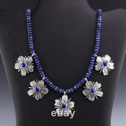 Native American Navajo Sterling Silver & Lapis Flower Necklace By Gary Custer