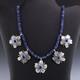 Native American Navajo Sterling Silver & Lapis Flower Necklace By Gary Custer