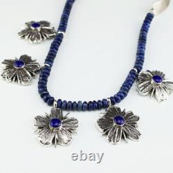 Native American Navajo Sterling Silver & Lapis Flower Necklace By Gary Custer