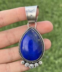 Native American Navajo Sterling Silver Lapis Pendant R Yazzie Gift