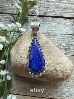 Native American Navajo Sterling Silver Lapis Pendant R Yazzie Gift