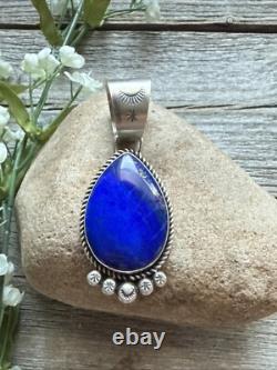 Native American Navajo Sterling Silver Lapis Pendant R Yazzie Gift