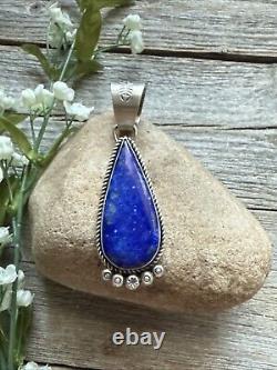 Native American Navajo Sterling Silver Lapis Pendant R Yazzie Gift