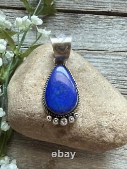 Native American Navajo Sterling Silver Lapis Pendant R Yazzie Gift