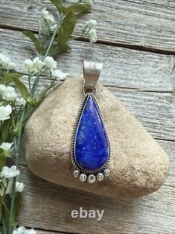 Native American Navajo Sterling Silver Lapis Pendant R Yazzie Gift