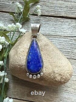 Native American Navajo Sterling Silver Lapis Pendant R Yazzie Gift