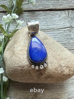 Native American Navajo Sterling Silver Lapis Pendant R Yazzie Gift
