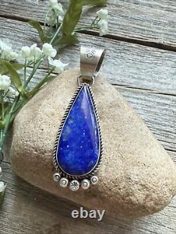 Native American Navajo Sterling Silver Lapis Pendant R Yazzie Gift